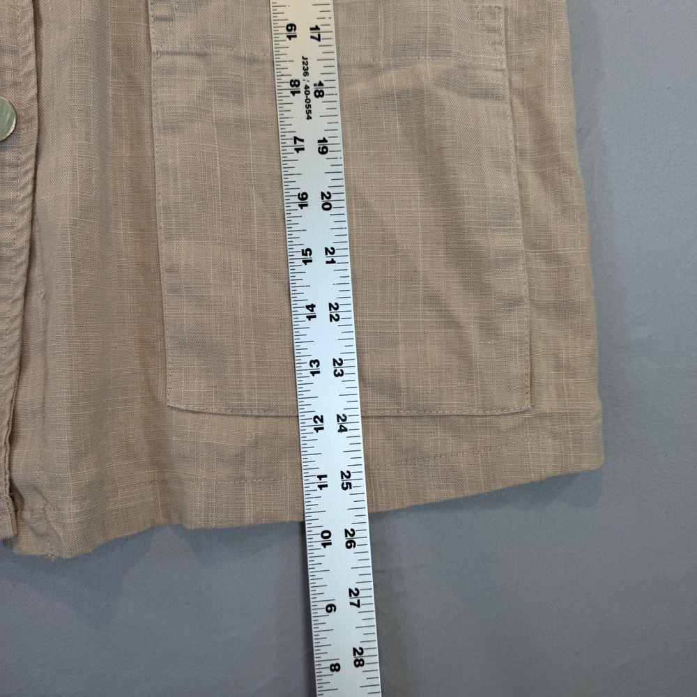 Vivacity USA Tan 100% Linen Button Down Womens Shirt Pockets Small Beachy Resort - Picture 6 of 6